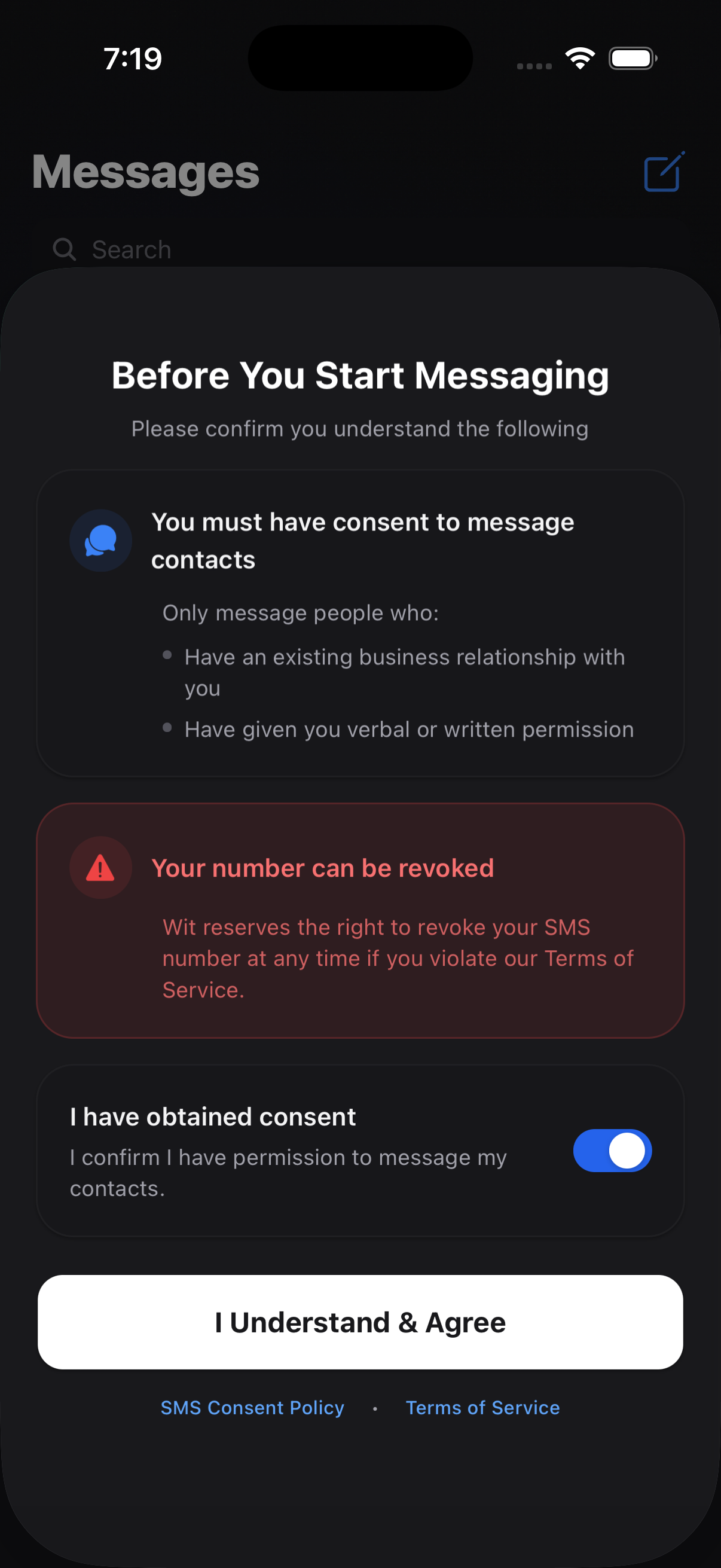 Wit AI SMS Compliance Gate